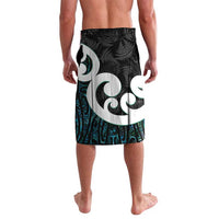 Aotearoa Koru Lavalava Cyan Maori Paua Shell Mix Silver Fern LT14 - Polynesian Pride