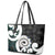 Aotearoa Koru Leather Tote Bag Cyan Maori Paua Shell Mix Silver Fern