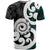 Aotearoa Koru T Shirt Cyan Maori Paua Shell Mix Silver Fern