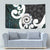 Aotearoa Koru Tapestry Cyan Maori Paua Shell Mix Silver Fern