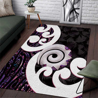 Aotearoa Koru Area Rug Purple Maori Paua Shell Mix Silver Fern LT14 Black - Polynesian Pride