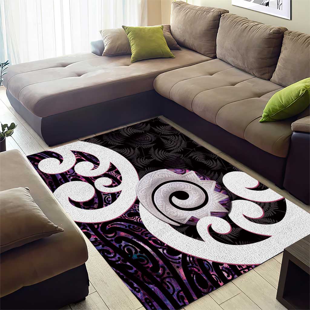 Aotearoa Koru Area Rug Purple Maori Paua Shell Mix Silver Fern LT14 - Polynesian Pride