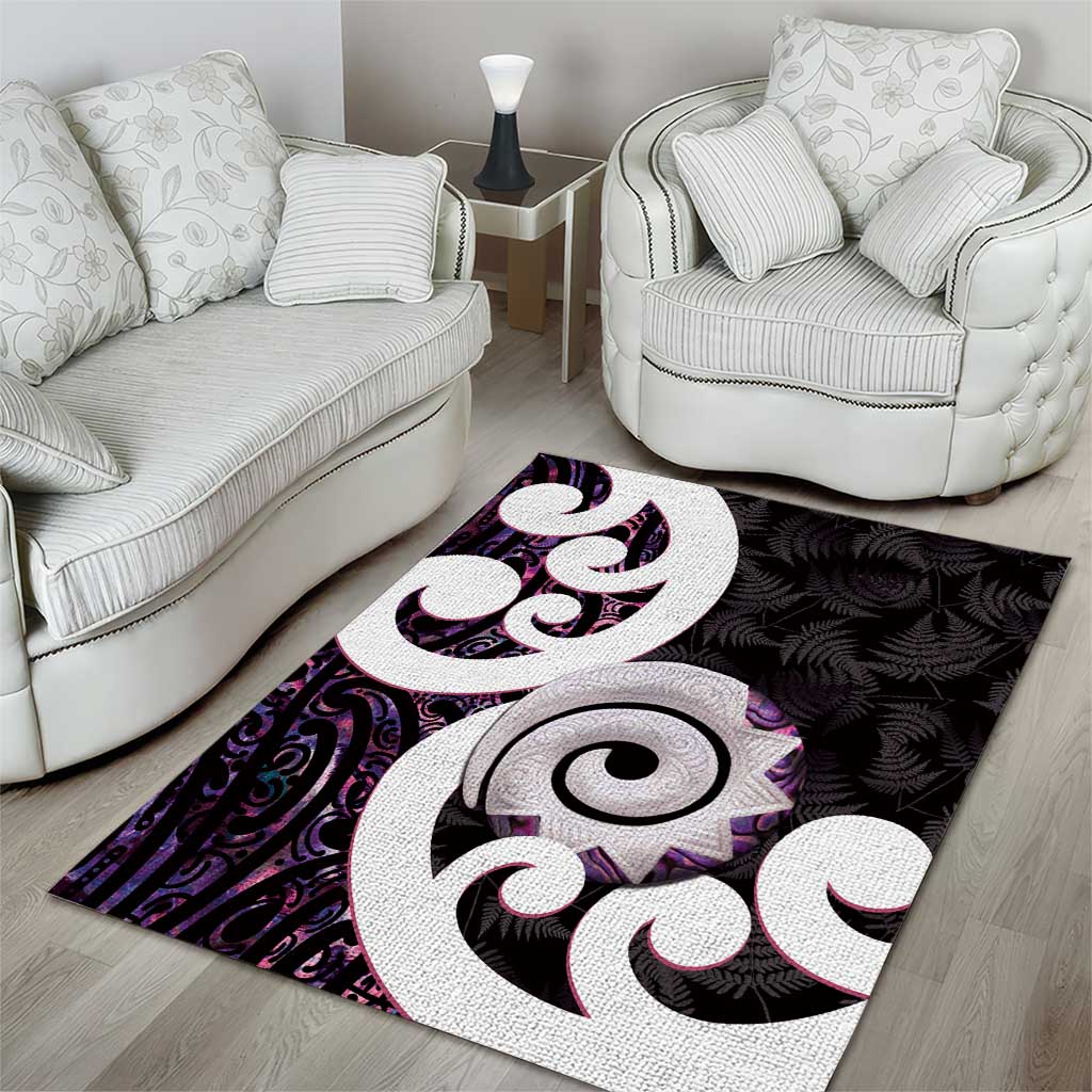 Aotearoa Koru Area Rug Purple Maori Paua Shell Mix Silver Fern LT14 - Polynesian Pride