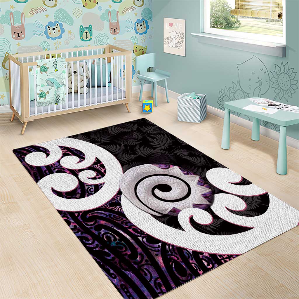 Aotearoa Koru Area Rug Purple Maori Paua Shell Mix Silver Fern LT14 - Polynesian Pride