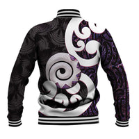 Aotearoa Koru Baseball Jacket Purple Maori Paua Shell Mix Silver Fern LT14 - Polynesian Pride