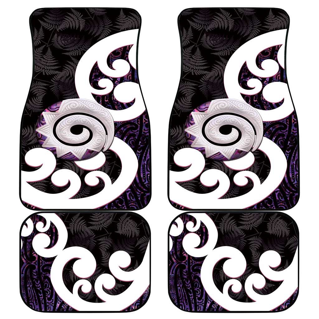 Aotearoa Koru Car Mats Purple Maori Paua Shell Mix Silver Fern LT14 - Polynesian Pride