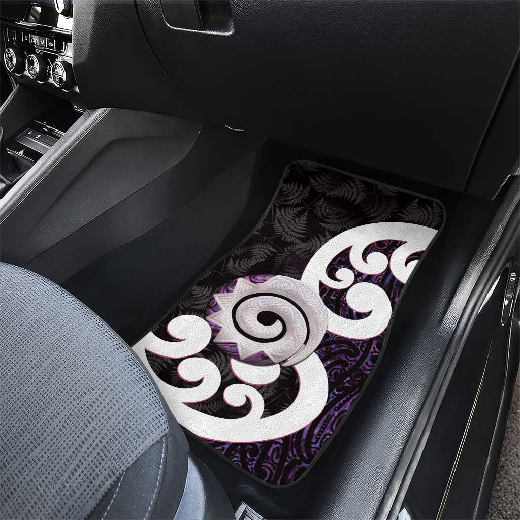 Aotearoa Koru Car Mats Purple Maori Paua Shell Mix Silver Fern LT14 - Polynesian Pride