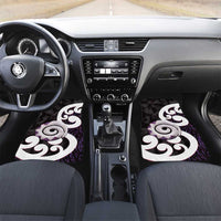Aotearoa Koru Car Mats Purple Maori Paua Shell Mix Silver Fern LT14 Set 2pcs - Front Black - Polynesian Pride