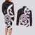 Aotearoa Koru Couples Matching Long Sleeve Bodycon Dress and Long Sleeve Button Shirt Purple Maori Paua Shell Mix Silver Fern