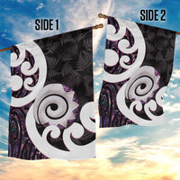 Aotearoa Koru Garden Flag Purple Maori Paua Shell Mix Silver Fern LT14 - Polynesian Pride