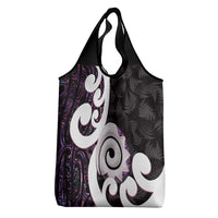 Aotearoa Koru Grocery Bag Purple Maori Paua Shell Mix Silver Fern LT14 - Polynesian Pride