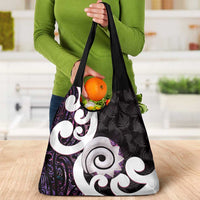 Aotearoa Koru Grocery Bag Purple Maori Paua Shell Mix Silver Fern LT14 - Polynesian Pride