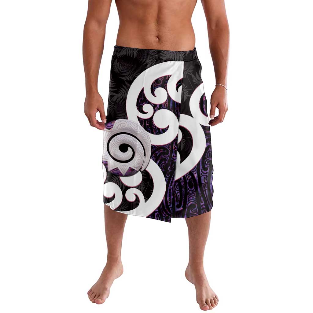 Aotearoa Koru Lavalava Purple Maori Paua Shell Mix Silver Fern LT14 Black - Polynesian Pride