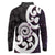 Aotearoa Koru Long Sleeve Polo Shirt Purple Maori Paua Shell Mix Silver Fern