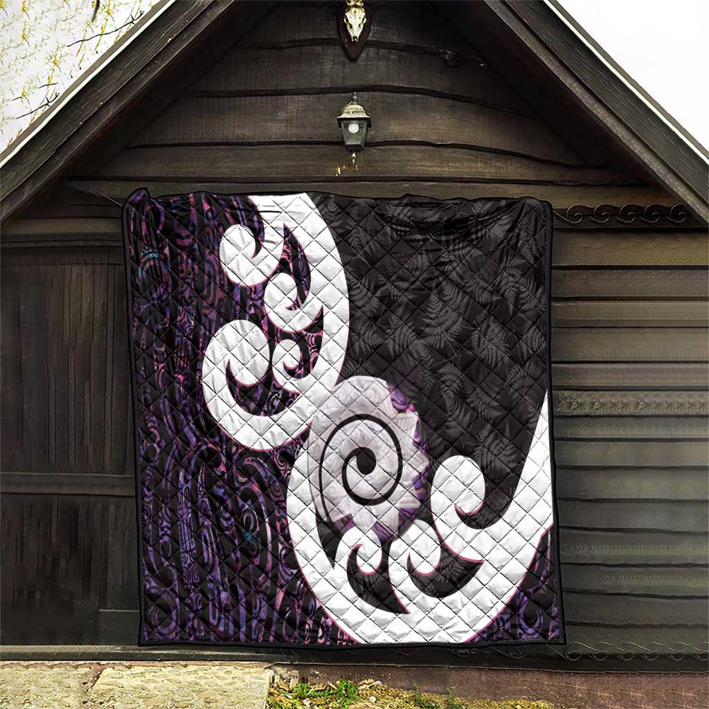 Aotearoa Koru Quilt Purple Maori Paua Shell Mix Silver Fern LT14 - Polynesian Pride