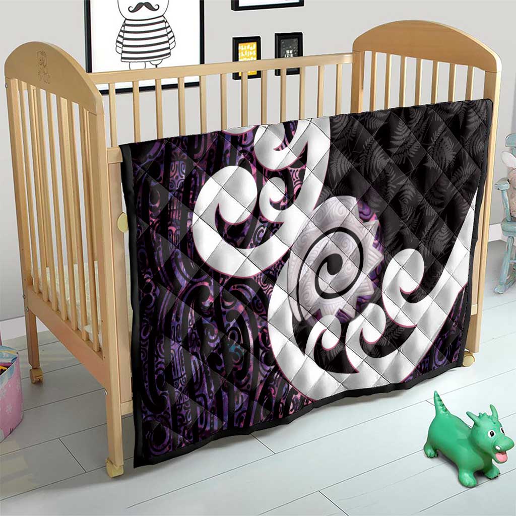 Aotearoa Koru Quilt Purple Maori Paua Shell Mix Silver Fern LT14 - Polynesian Pride