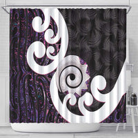 Aotearoa Koru Shower Curtain Purple Maori Paua Shell Mix Silver Fern LT14 - Polynesian Pride