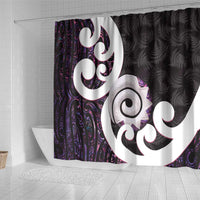 Aotearoa Koru Shower Curtain Purple Maori Paua Shell Mix Silver Fern LT14 - Polynesian Pride