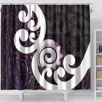 Aotearoa Koru Shower Curtain Purple Maori Paua Shell Mix Silver Fern LT14 - Polynesian Pride