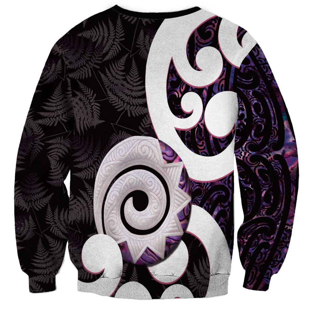 Aotearoa Koru Sweatshirt Purple Maori Paua Shell Mix Silver Fern LT14 - Polynesian Pride