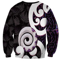 Aotearoa Koru Sweatshirt Purple Maori Paua Shell Mix Silver Fern LT14 - Polynesian Pride