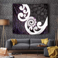 Aotearoa Koru Tapestry Purple Maori Paua Shell Mix Silver Fern LT14 Black - Polynesian Pride