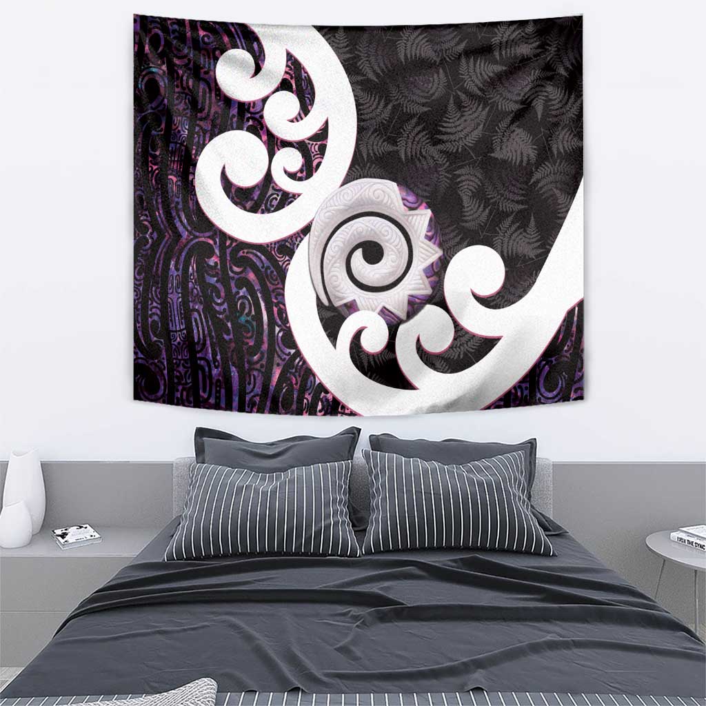 Aotearoa Koru Tapestry Purple Maori Paua Shell Mix Silver Fern LT14 - Polynesian Pride