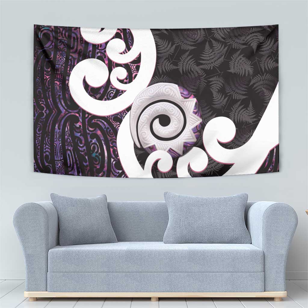 Aotearoa Koru Tapestry Purple Maori Paua Shell Mix Silver Fern LT14 - Polynesian Pride