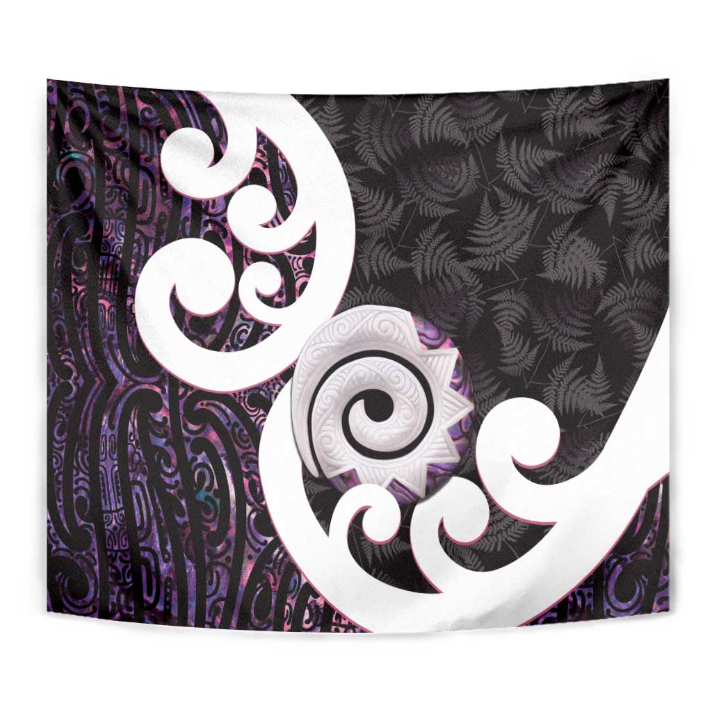 Aotearoa Koru Tapestry Purple Maori Paua Shell Mix Silver Fern LT14 - Polynesian Pride