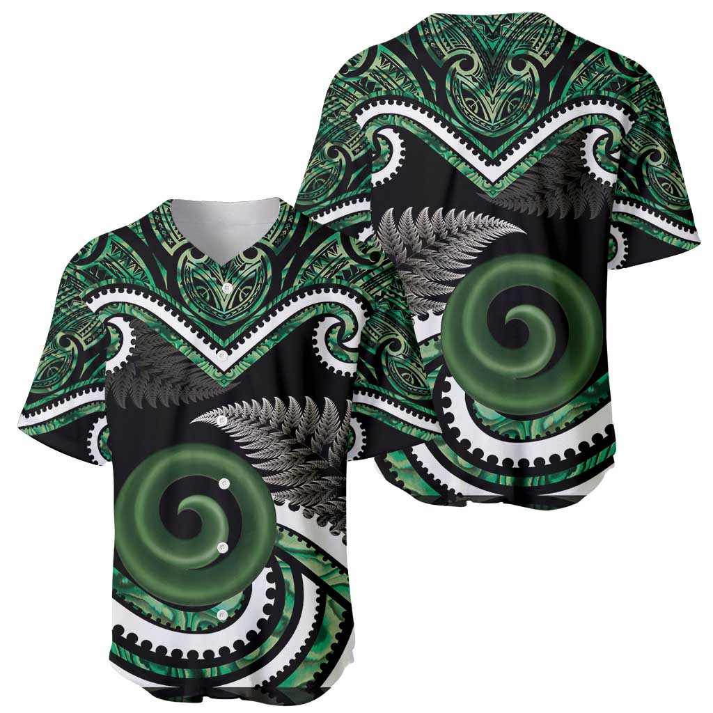 Koru Pounamu Aotearoa Baseball Jersey Maori Paua Shell Mix Silver Fern LT14 - Polynesian Pride