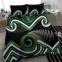 Koru Pounamu Aotearoa Bedding Set Maori Paua Shell Mix Silver Fern LT14 - Polynesian Pride