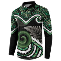 Koru Pounamu Aotearoa Button Sweatshirt Maori Paua Shell Mix Silver Fern LT14 - Polynesian Pride