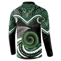 Koru Pounamu Aotearoa Button Sweatshirt Maori Paua Shell Mix Silver Fern LT14 - Polynesian Pride