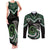 Koru Pounamu Aotearoa Couples Matching Tank Maxi Dress and Long Sleeve Button Shirt Maori Paua Shell Mix Silver Fern