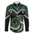 Koru Pounamu Aotearoa Family Matching Long Sleeve Bodycon Dress and Hawaiian Shirt Maori Paua Shell Mix Silver Fern