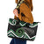 Koru Pounamu Aotearoa Leather Tote Bag Maori Paua Shell Mix Silver Fern