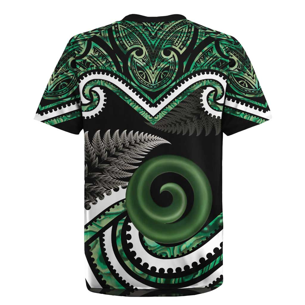 Koru Pounamu Aotearoa Rugby Jersey Maori Paua Shell Mix Silver Fern LT14 - Polynesian Pride