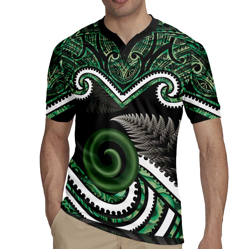 Koru Pounamu Aotearoa Rugby Jersey Maori Paua Shell Mix Silver Fern LT14 - Polynesian Pride