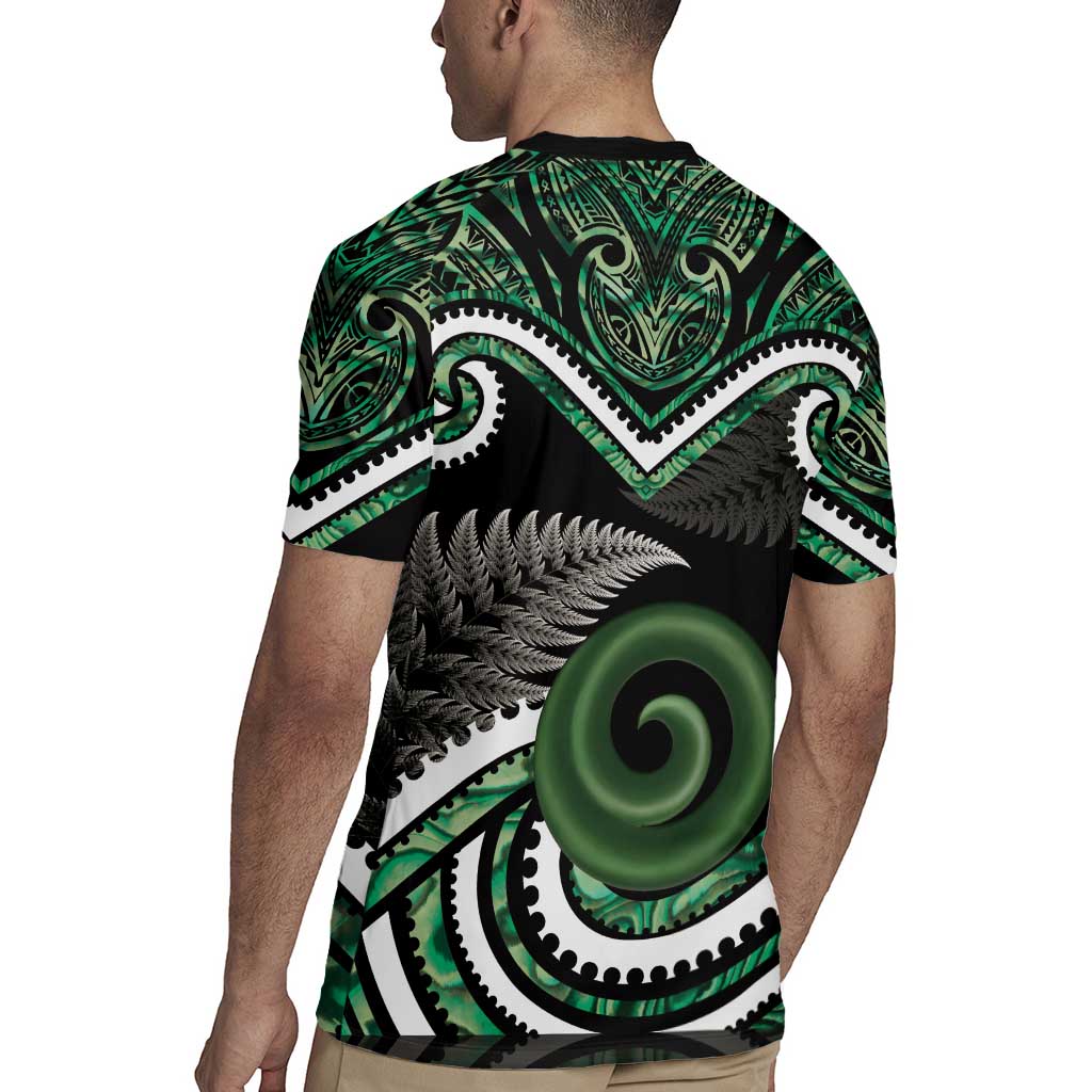 Koru Pounamu Aotearoa Rugby Jersey Maori Paua Shell Mix Silver Fern LT14 - Polynesian Pride