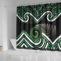 Koru Pounamu Aotearoa Shower Curtain Maori Paua Shell Mix Silver Fern LT14 - Polynesian Pride