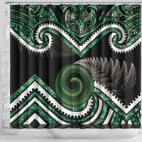 Koru Pounamu Aotearoa Shower Curtain Maori Paua Shell Mix Silver Fern LT14 - Polynesian Pride