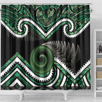 Koru Pounamu Aotearoa Shower Curtain Maori Paua Shell Mix Silver Fern LT14 - Polynesian Pride
