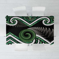 Koru Pounamu Aotearoa Tablecloth Maori Paua Shell Mix Silver Fern LT14 Black - Polynesian Pride