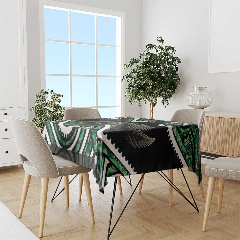 Koru Pounamu Aotearoa Tablecloth Maori Paua Shell Mix Silver Fern LT14 - Polynesian Pride