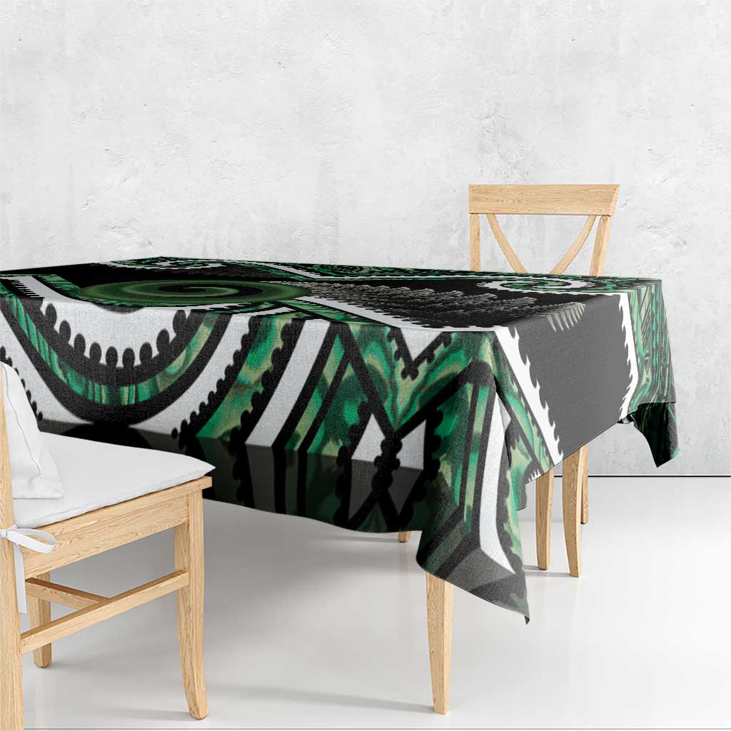 Koru Pounamu Aotearoa Tablecloth Maori Paua Shell Mix Silver Fern LT14 - Polynesian Pride