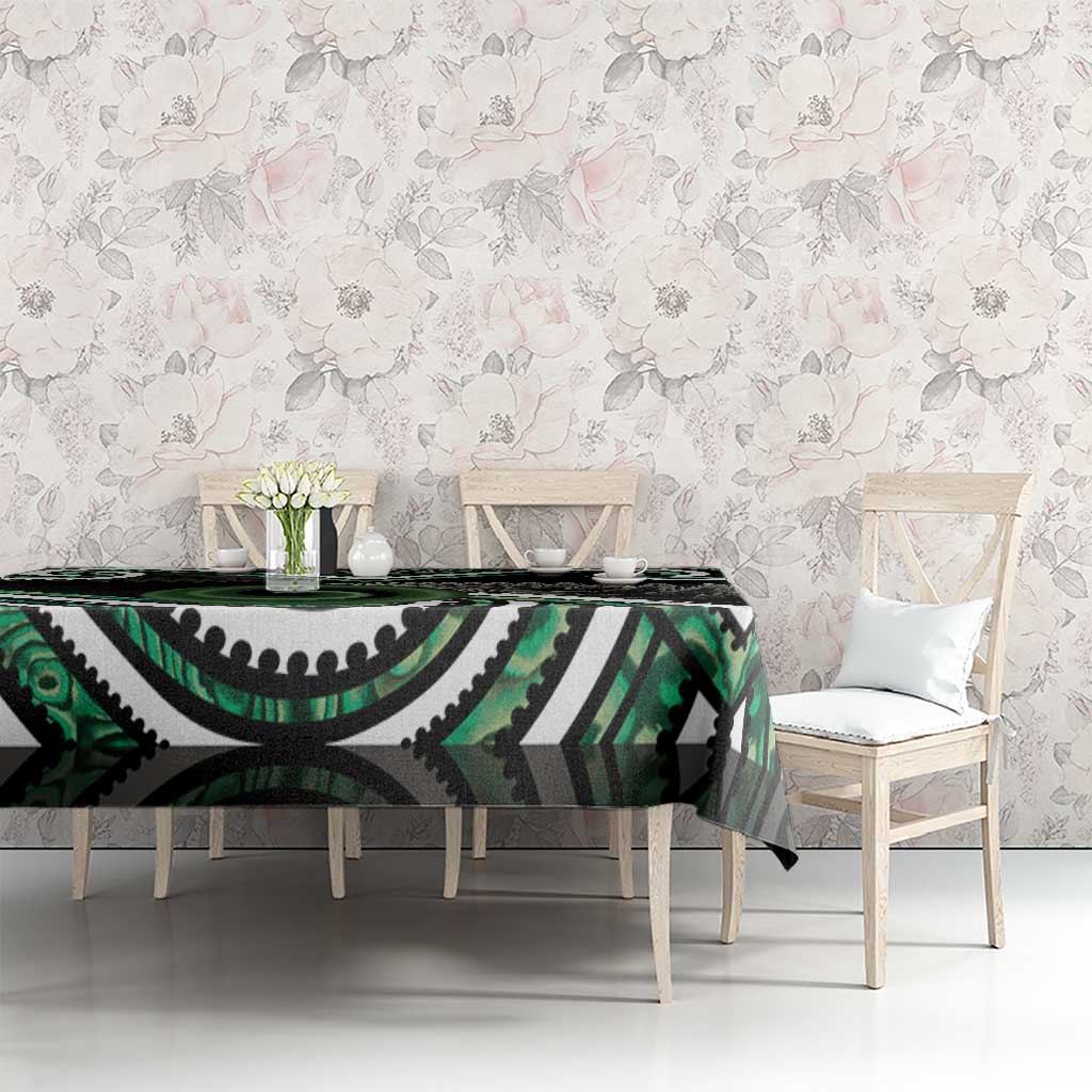 Koru Pounamu Aotearoa Tablecloth Maori Paua Shell Mix Silver Fern LT14 - Polynesian Pride