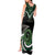 Koru Pounamu Aotearoa Tank Maxi Dress Maori Paua Shell Mix Silver Fern