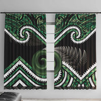 Koru Pounamu Aotearoa Window Curtain Maori Paua Shell Mix Silver Fern LT14 With Hooks Black - Polynesian Pride