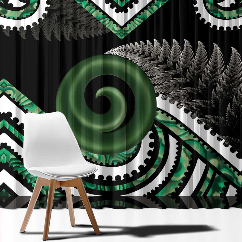 Koru Pounamu Aotearoa Window Curtain Maori Paua Shell Mix Silver Fern LT14 - Polynesian Pride