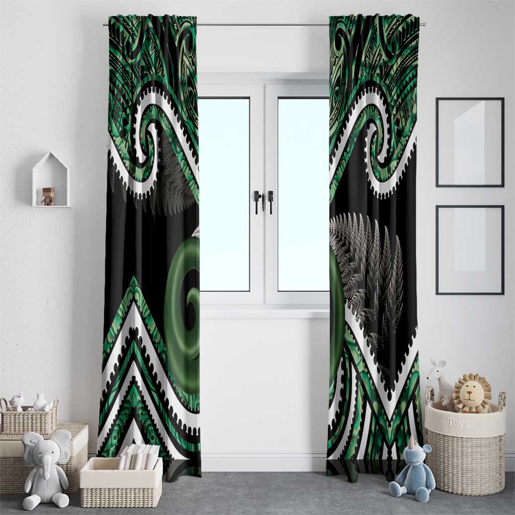 Koru Pounamu Aotearoa Window Curtain Maori Paua Shell Mix Silver Fern LT14 - Polynesian Pride